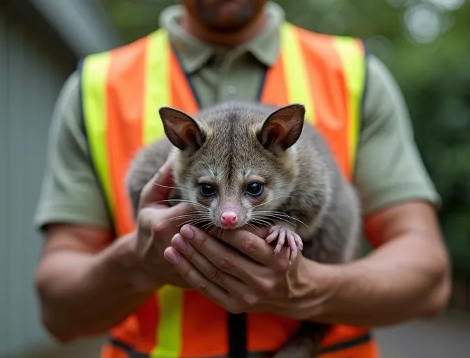 Animal handler safely recovering a deceased possum in Mount Evelyn